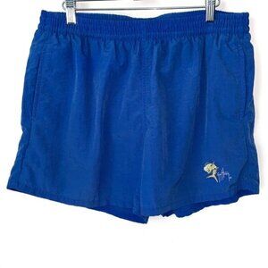 Guy Harvey Swim Trunks Mens medium Elastic waist with drawcord Blue Pockets Logo